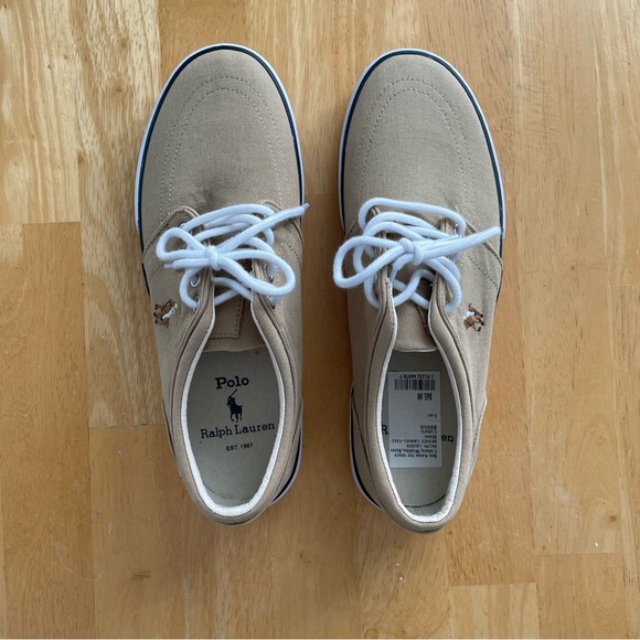 Polo Ralph Lauren Faxon Low-Top Canvas Sneaker - Beige - Mens Size 8 - Picture 9 of 15